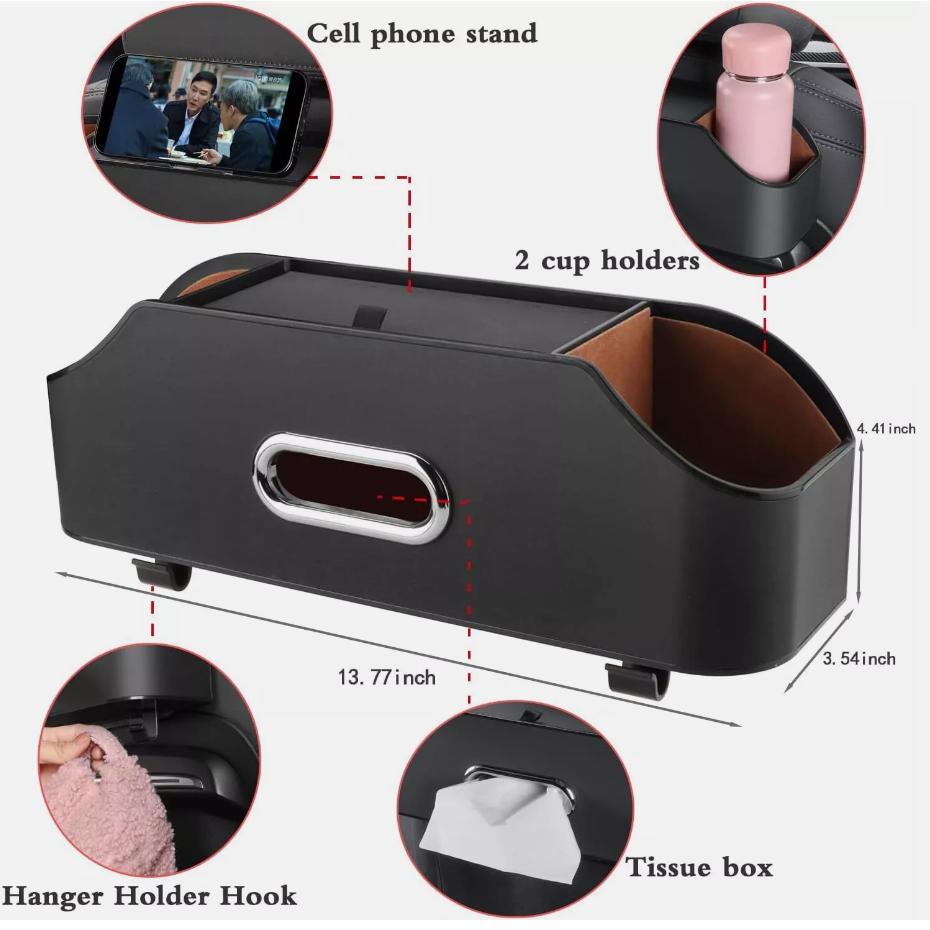 Multi-function Car Storage Box with Double USB Charger | CR Brand Universal Model | Car Cup Holder O